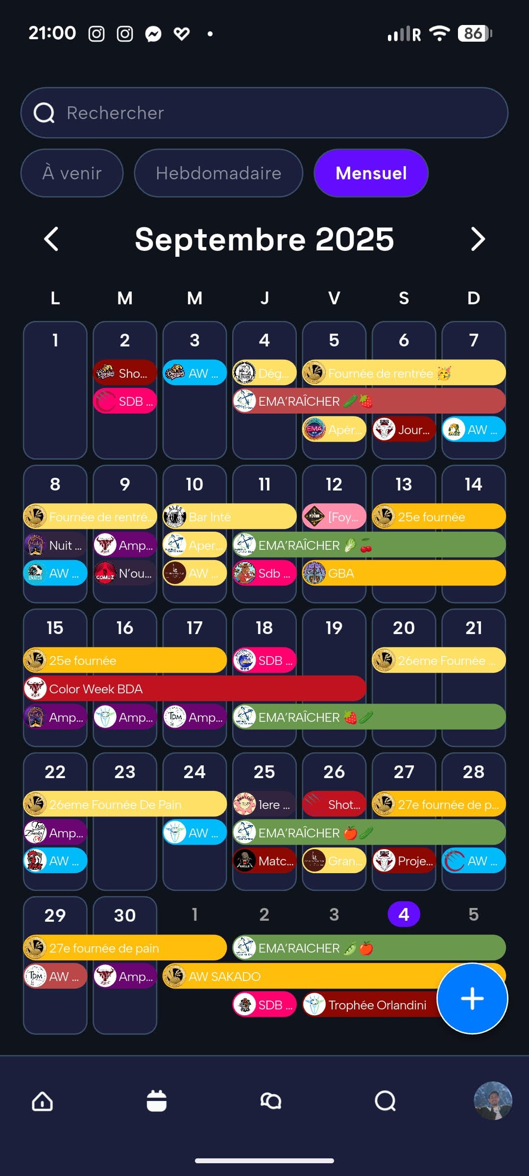 Interface de gestion d'événements Komi
